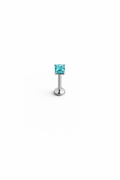 Tragus / Helix Piercing Labret med Silver Fyrkantig Kristall – 1.2x8mm