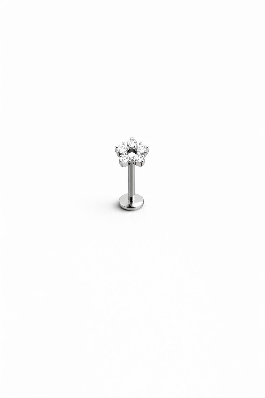 Tragus Piercing med Vit Kristall