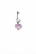 Navelpiercing Hjärta – Rosa Kristall