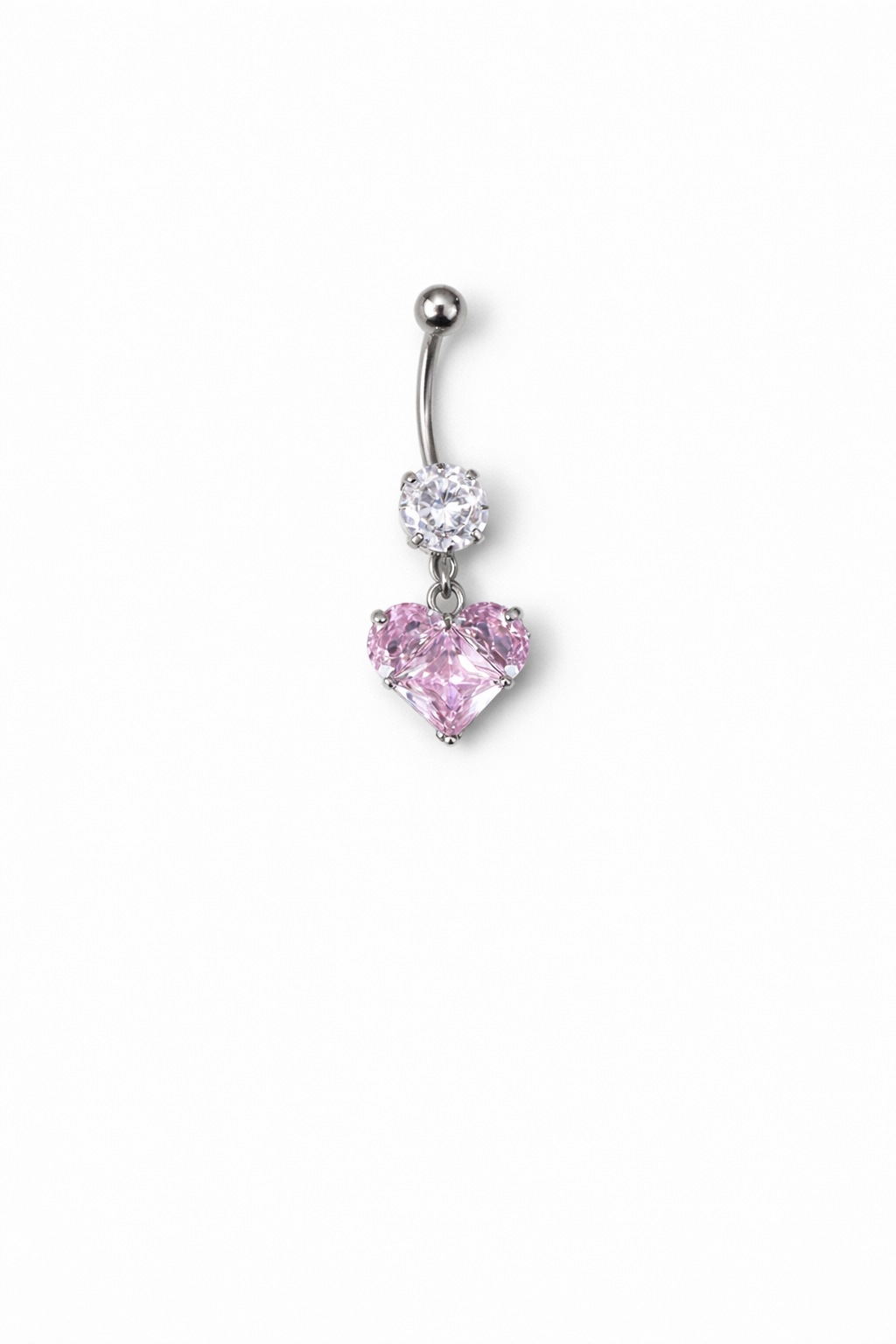 Navelpiercing Hjärta – Rosa Kristall
