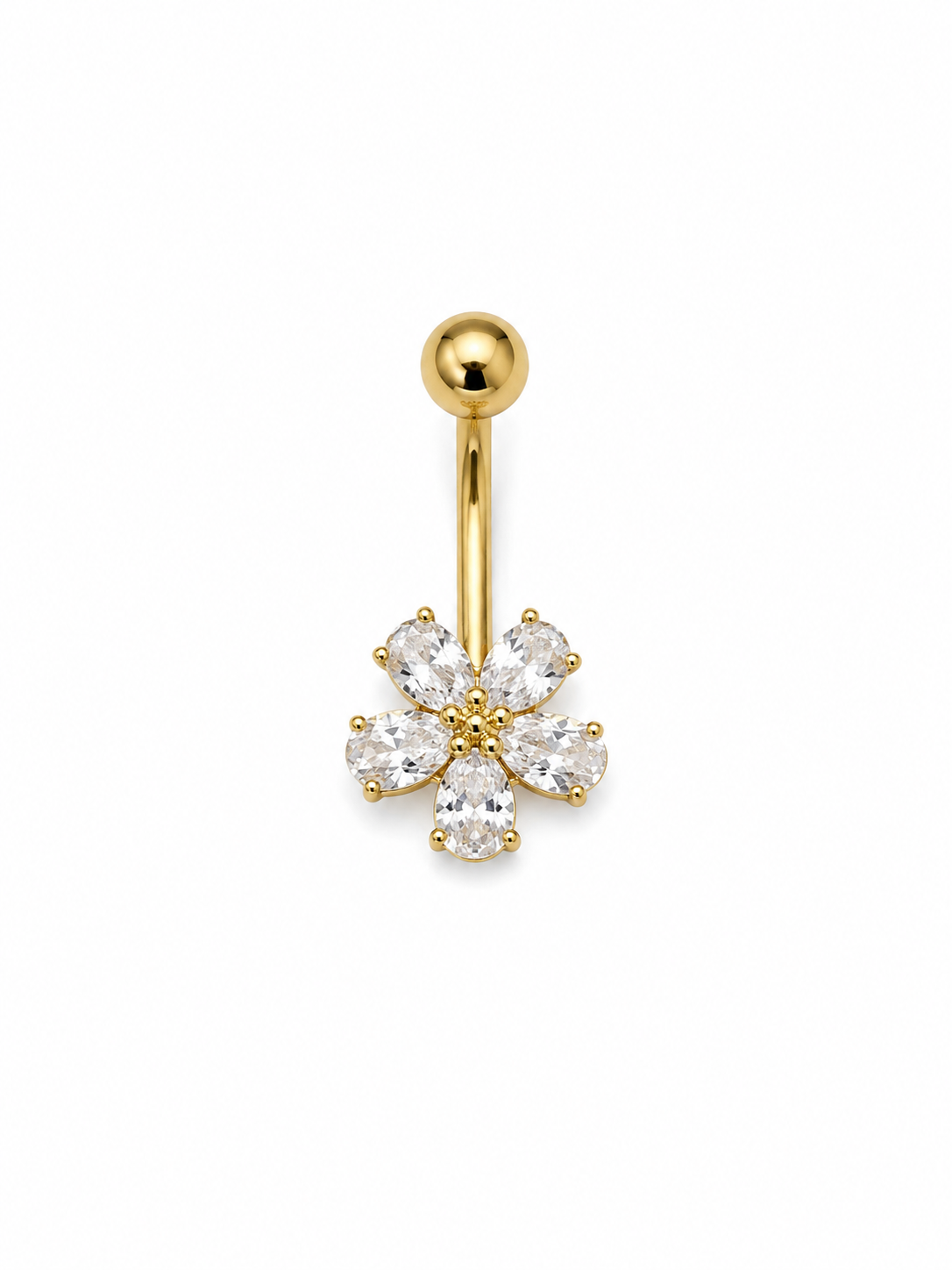 Navelpiercing – Flower Crystal Guld