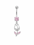 Navelpiercing – Tulip Crystal Silver