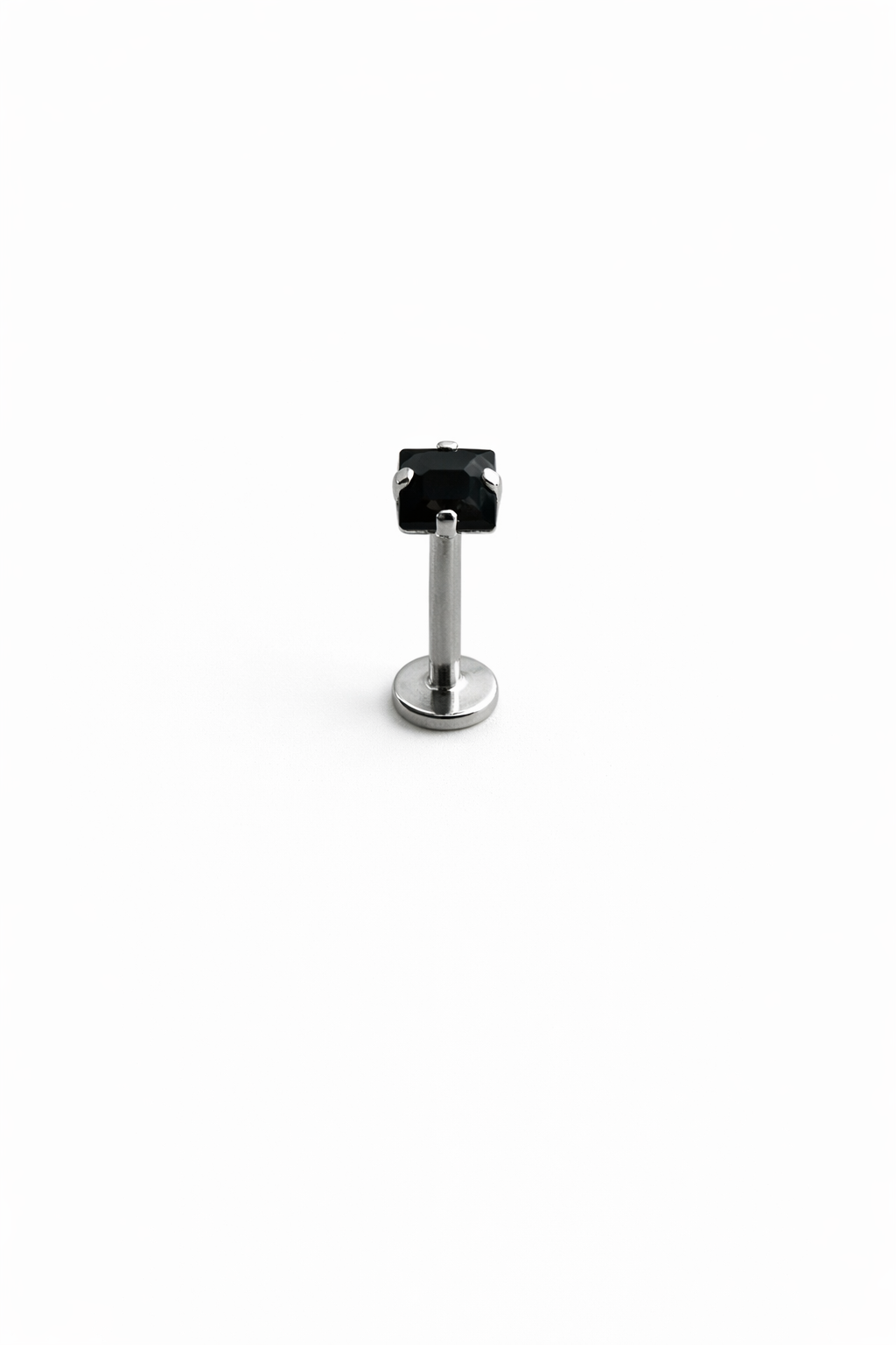 Tragus / Helix Piercing Labret med Fyrkantig Vit Kristall – 1.2x8mm