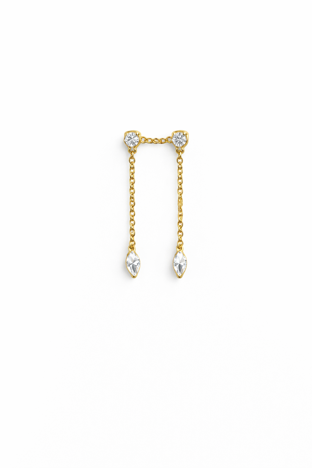 Helix Piercing med Kedja och Kristall – Guld