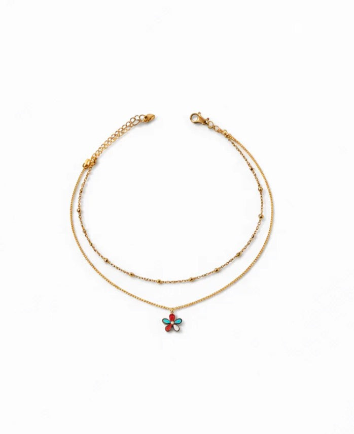 Fotlänk Blomma – Guld