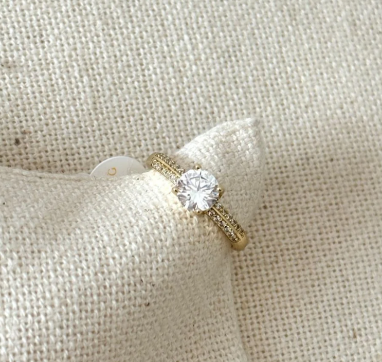 Ring – Solitaire Crystal Gold