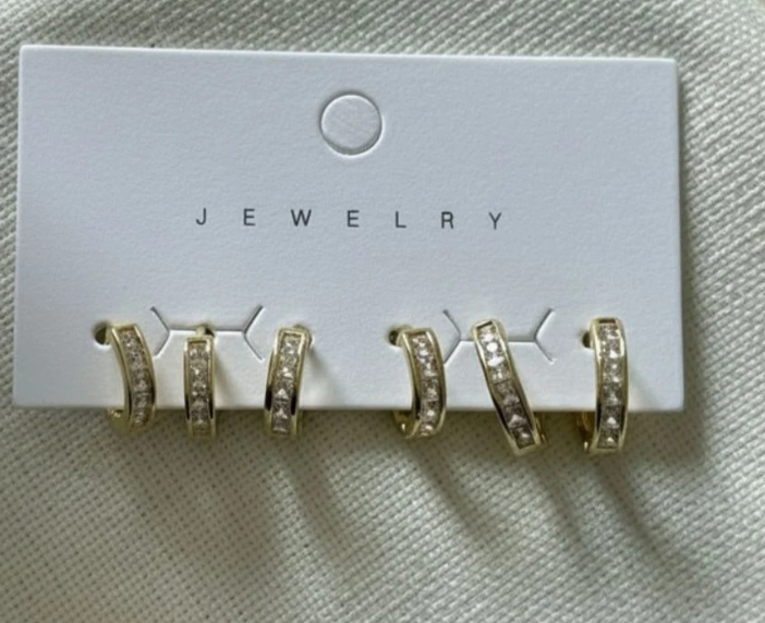 Örhängen – Crystal Square Set Gold
